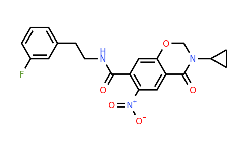 1038984-38-1 | 3-Cyclopropyl-n-(3-fluorophenethyl)-6-nitro-4-oxo-3,4-dihydro-2h-benzo[e][1,3]oxazine-7-carboxamide