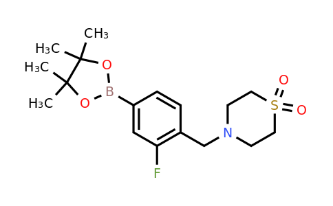1092563-29-5 | 4-(2-Fluoro-4-(4,4,5,5-tetramethyl-1,3,2-dioxaborolan-2-yl)benzyl)thiomorpholine 1,1-dioxide