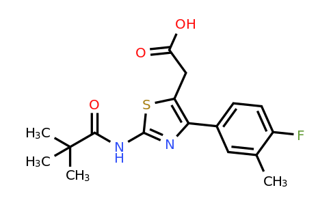 1416347-17-5 | 2-(4-(4-Fluoro-3-methylphenyl)-2-pivalamidothiazol-5-yl)acetic acid