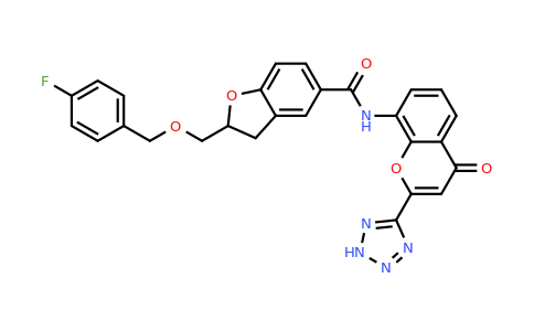 197505-93-4 | 2-(((4-Fluorobenzyl)oxy)methyl)-n-(4-oxo-2-(1h-tetrazol-5-yl)-4h-chromen-8-yl)-2,3-dihydrobenzofuran-5-carboxamide