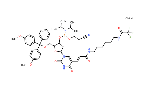 210534-16-0 | (2R,3S,5R)-2-((Bis(4-methoxyphenyl)(phenyl)methoxy)methyl)-5-(2,4-dioxo-5-((E)-3-oxo-3-((6-(2,2,2-trifluoroacetamido)hexyl)amino)prop-1-en-1-yl)-3,4-dihydropyrimidin-1(2H)-yl)tetrahydrofuran-3-yl (2-cyanoethyl) diisopropylphosphoramidite