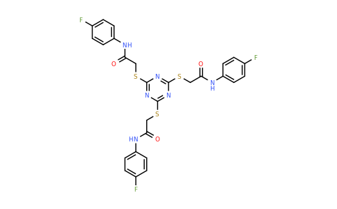 298218-16-3 | 2-{[4,6-bis({[(4-fluorophenyl)carbamoyl]methyl}sulfanyl)-1,3,5-triazin-2-yl]sulfanyl}-N-(4-fluorophenyl)acetamide