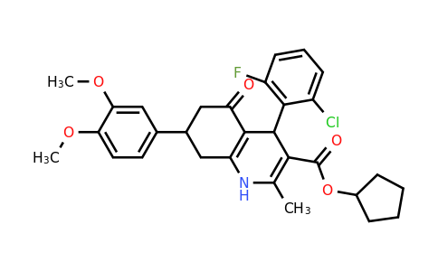 333308-80-8 | Cyclopentyl 4-(2-chloro-6-fluorophenyl)-7-(3,4-dimethoxyphenyl)-2-methyl-5-oxo-1,4,5,6,7,8-hexahydroquinoline-3-carboxylate