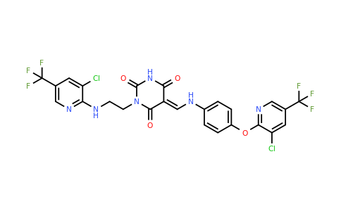 339101-16-5 | (5E)-1-(2-{[3-chloro-5-(trifluoromethyl)pyridin-2-yl]amino}ethyl)-5-{[(4-{[3-chloro-5-(trifluoromethyl)pyridin-2-yl]oxy}phenyl)amino]methylidene}-1,3-diazinane-2,4,6-trione