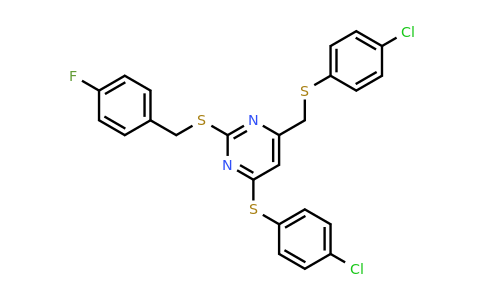 341965-52-4 | 4-[(4-Chlorophenyl)sulfanyl]-6-{[(4-chlorophenyl)sulfanyl]methyl}-2-{[(4-fluorophenyl)methyl]sulfanyl}pyrimidine