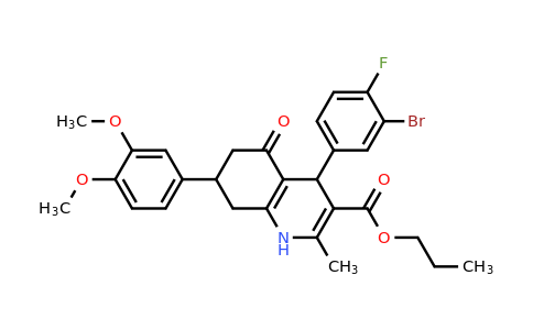 503591-71-7 | Propyl 4-(3-bromo-4-fluorophenyl)-7-(3,4-dimethoxyphenyl)-2-methyl-5-oxo-1,4,5,6,7,8-hexahydroquinoline-3-carboxylate