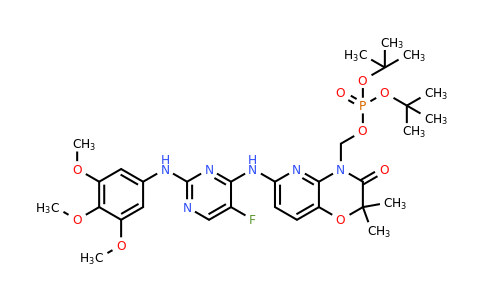 901119-38-8 | Di-tert-butyl ((6-((5-fluoro-2-((3,4,5-trimethoxyphenyl)amino)pyrimidin-4-yl)amino)-2,2-dimethyl-3-oxo-2H-pyrido[3,2-b][1,4]oxazin-4(3H)-yl)methyl) phosphate